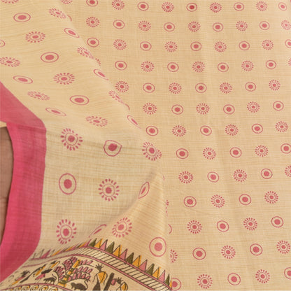 Sanskriti Vintage Ivory Dupatta Long Stole Pure Cotton Warli Art Printed Scarves