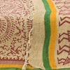 Sanskriti Vintage Cream Dupatta Long Stole Pure Cotton Hand Printed Warli Hijab
