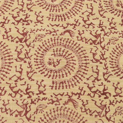 Sanskriti Vintage Cream Dupatta Long Stole Pure Cotton Hand Printed Warli Hijab