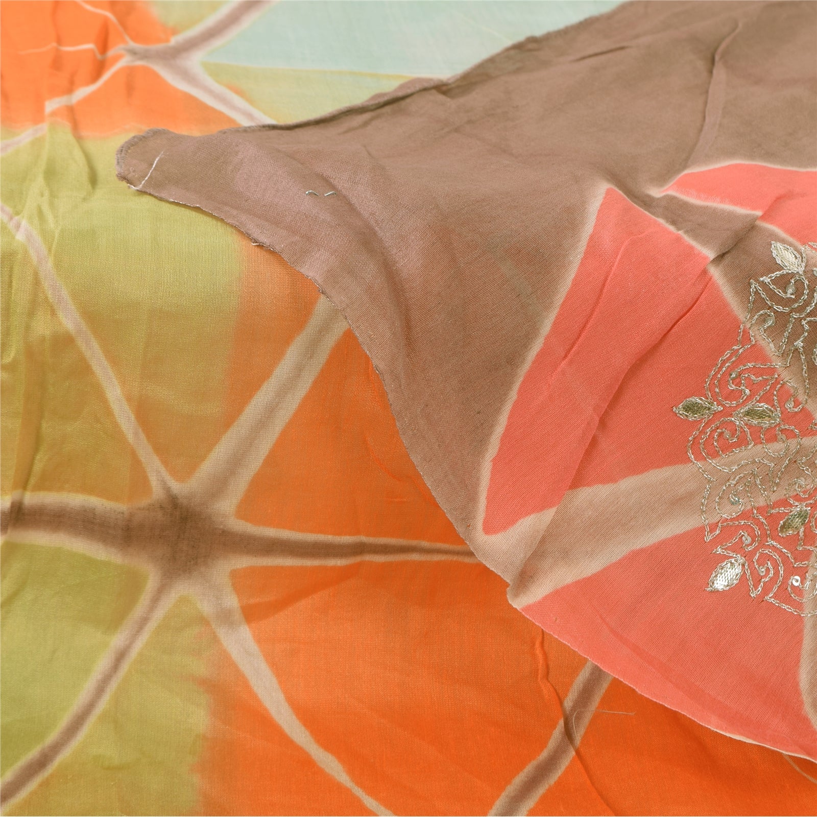 Sanskriti Vintage Dupatta Long Scarf Pure Cotton Multicolor Hand Beaded Gota Patti Scarves For Crafting, Upcycling, or Even Wearing