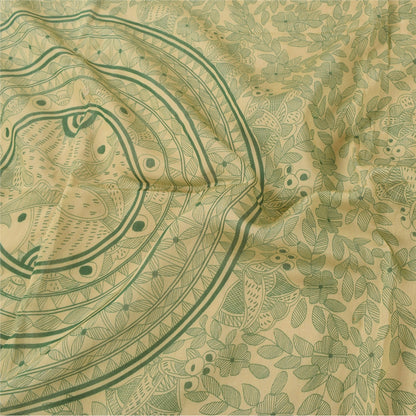 Sanskriti Vintage Long Dupatta/Stål Pure Green/Cream Kalamkari Printed Veil