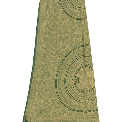 Sanskriti Vintage Long Dupatta/Stål Pure Green/Cream Kalamkari Printed Veil