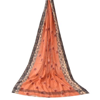 Sanskriti Vintage Orange Dupatta Long Stole Cotton Silk Woven Premium Wrap Veil
