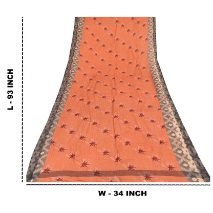 Sanskriti Vintage Orange Dupatta Long Stole Cotton Silk Woven Premium Wrap Veil