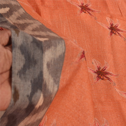 Sanskriti Vintage Orange Dupatta Long Stole Cotton Silk Woven Premium Wrap Veil