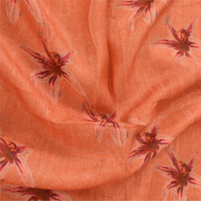Sanskriti Vintage Orange Dupatta Long Stole Cotton Silk Woven Premium Wrap Veil