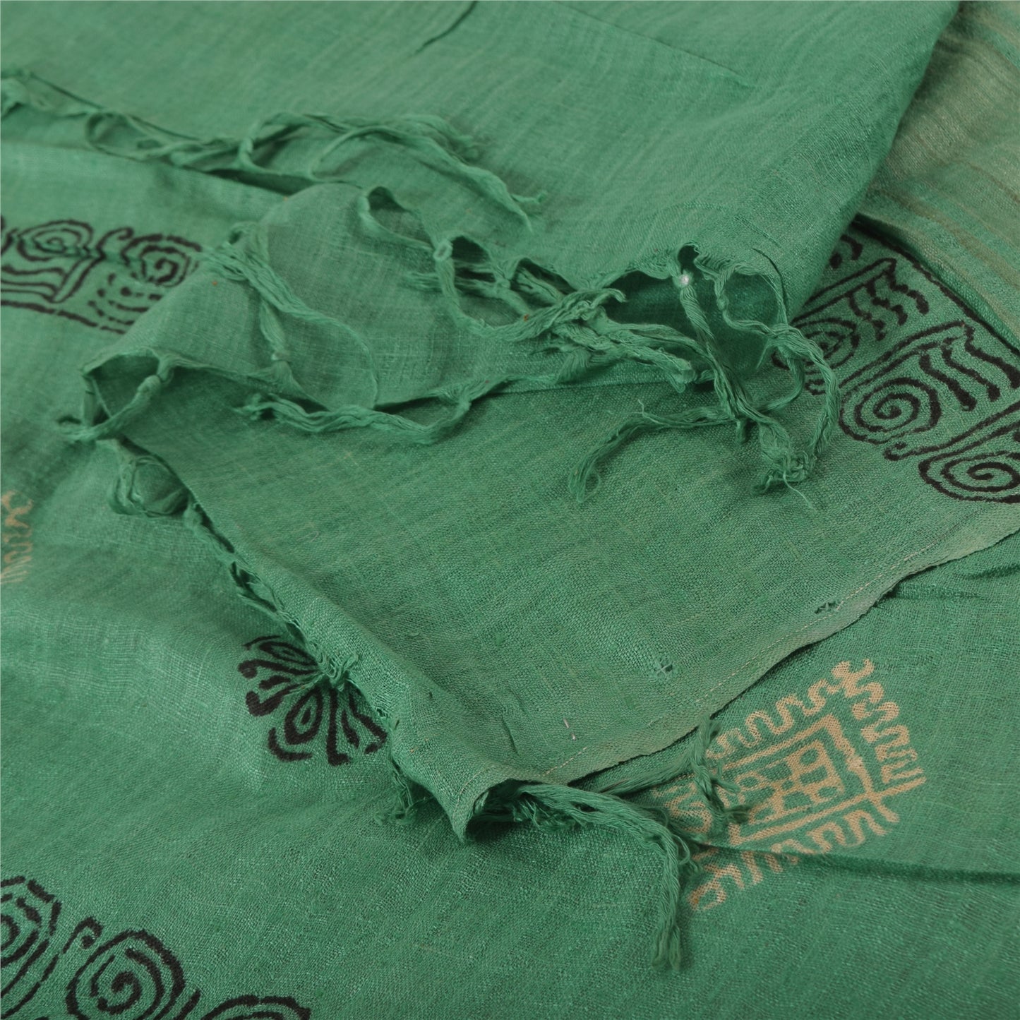 Sanskriti Vintage green Dupatta Long Stole Pure Silk Printed Premium Wrap Hijab