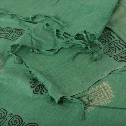 Sanskriti Vintage green Dupatta Long Stole Pure Silk Printed Premium Wrap Hijab