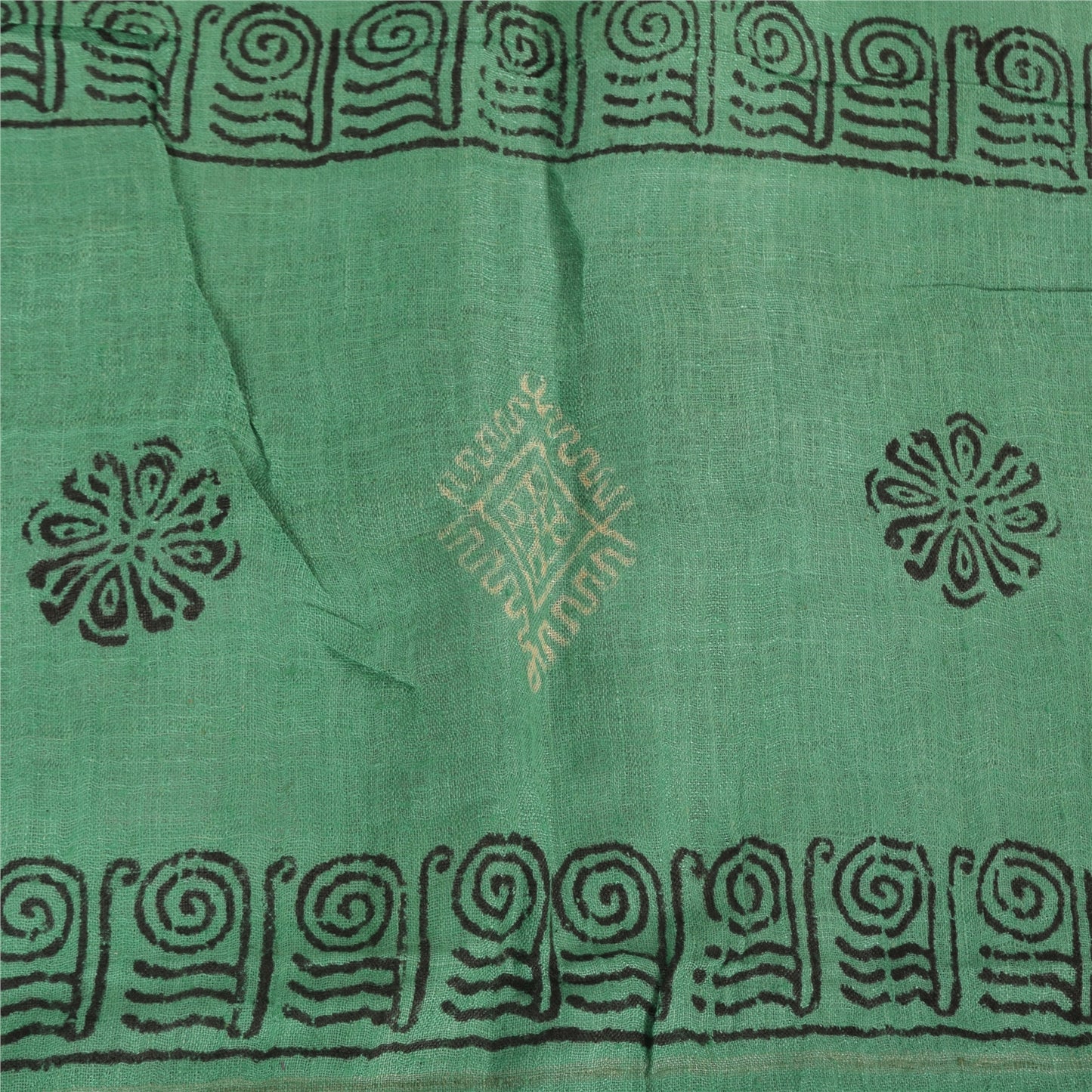 Sanskriti Vintage green Dupatta Long Stole Pure Silk Printed Premium Wrap Hijab