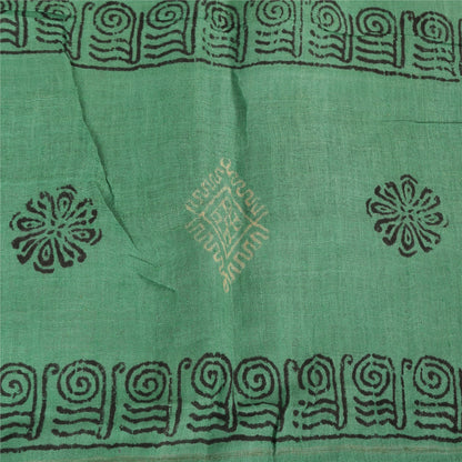Sanskriti Vintage green Dupatta Long Stole Pure Silk Printed Premium Wrap Hijab