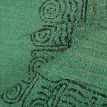 Sanskriti Vintage green Dupatta Long Stole Pure Silk Printed Premium Wrap Hijab