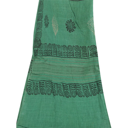 Sanskriti Vintage green Dupatta Long Stole Pure Silk Printed Premium Wrap Hijab