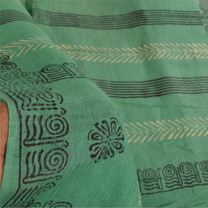 Sanskriti Vintage green Dupatta Long Stole Pure Silk Printed Premium Wrap Hijab