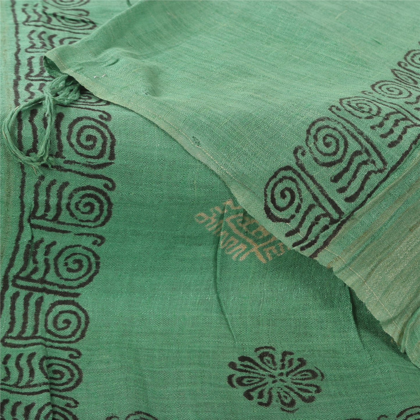 Sanskriti Vintage green Dupatta Long Stole Pure Silk Printed Premium Wrap Hijab