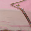 Sanskriti Vintage Long Dupatta/Stole Indian Pink Net Mesh Hand Beaded Scarf Veil