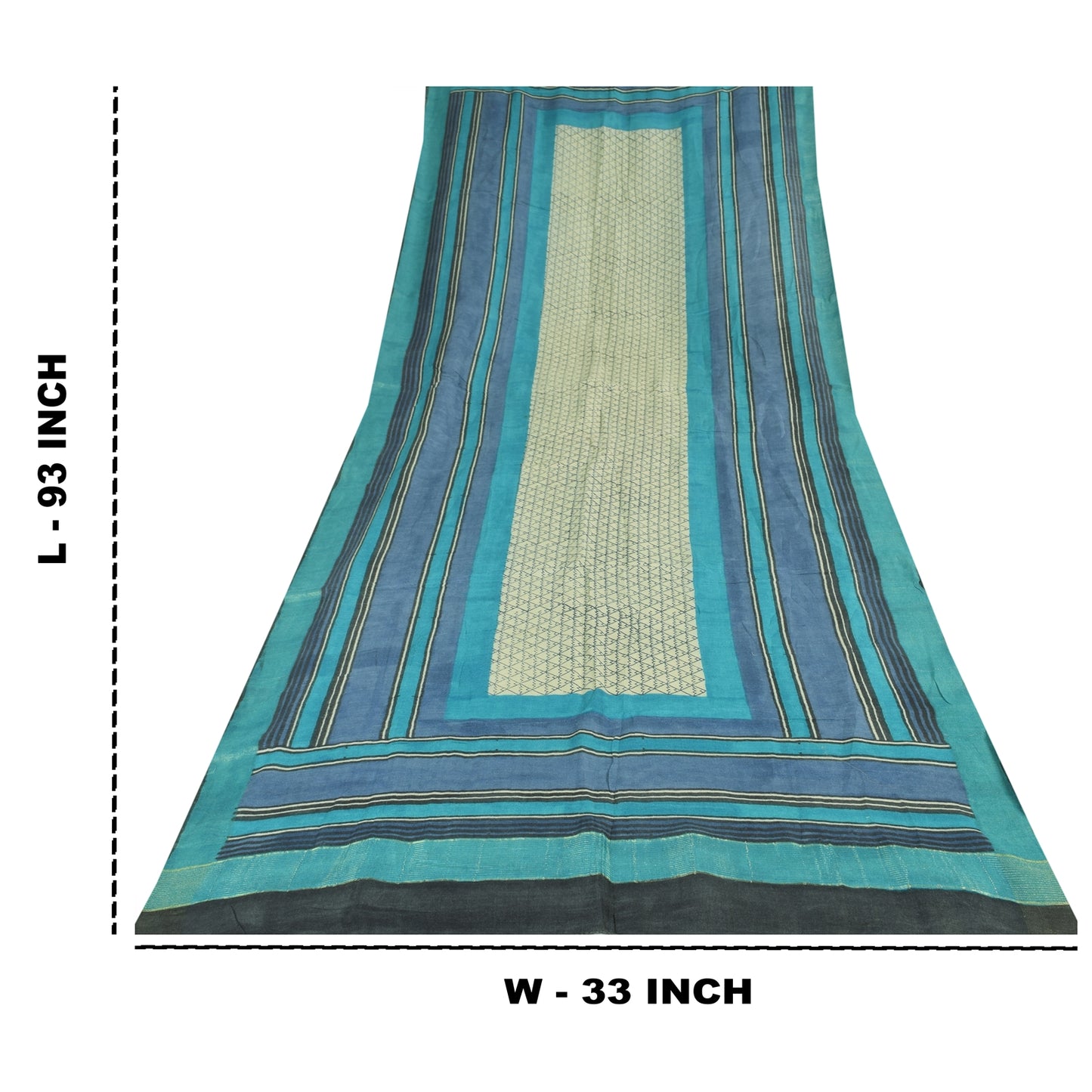 Sanskriti Vintage Blue Dupatta Long Stole Pure Silk Printed Premium Wrap Scarves