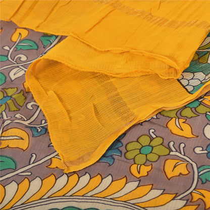 Sanskriti Vintage Long Dupatta/Stole Pure Cotton Mauve Kalamkari Block Printed