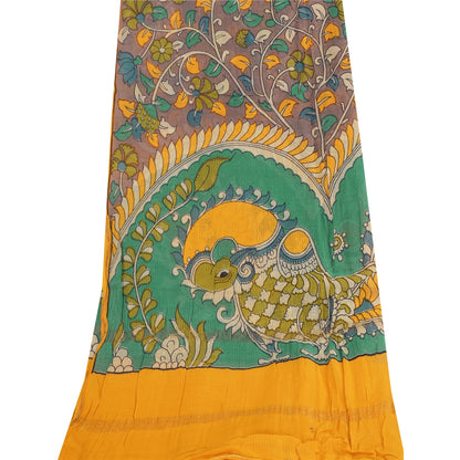 Sanskriti Vintage Long Dupatta/Stole Pure Cotton Mauve Kalamkari Block Printed
