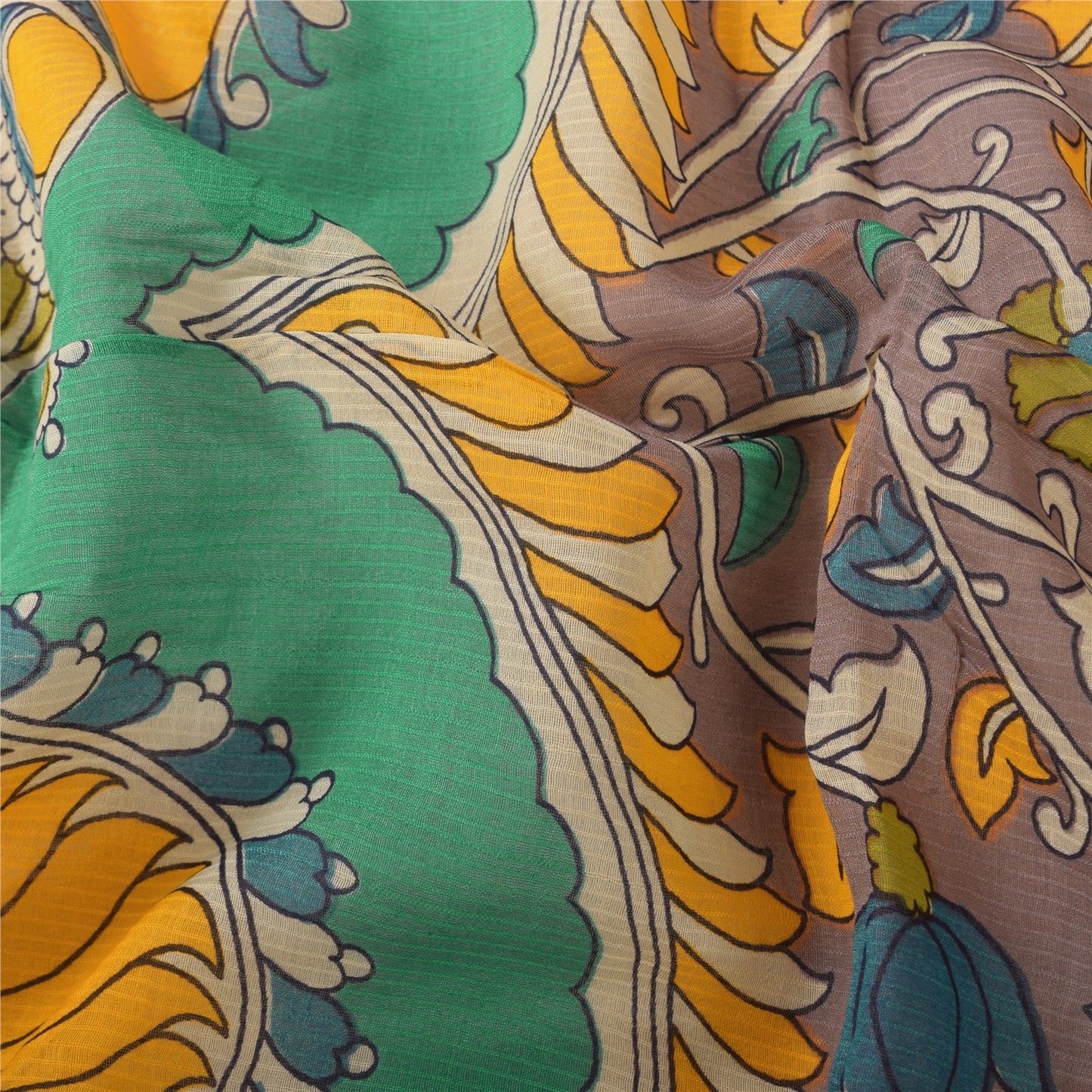 Sanskriti Vintage Long Dupatta/Stole Pure Cotton Mauve Kalamkari Block Printed