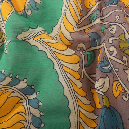 Sanskriti Vintage Long Dupatta/Stole Pure Cotton Mauve Kalamkari Block Printed