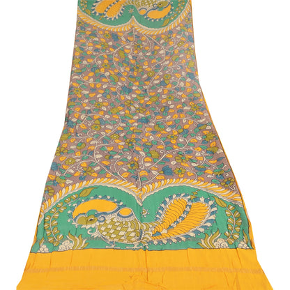 Sanskriti Vintage Long Dupatta/Stole Pure Cotton Mauve Kalamkari Block Printed