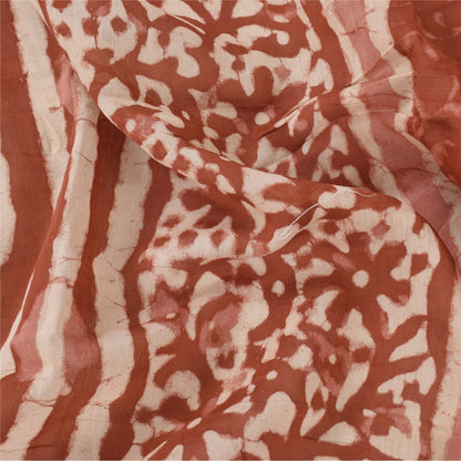 Sanskriti Vintage Long Dupatta/Stole Cotton Silk Orange Bagru Hand Block Pirnted