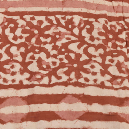 Sanskriti Vintage Long Dupatta/Stole Cotton Silk Orange Bagru Hand Block Pirnted