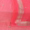 Sanskriti Vintage Long Dupatta/Stole Pure Georgette Pink Hand Beaded Woven Veil