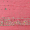 Sanskriti Vintage Long Dupatta/Stole Pure Georgette Pink Hand Beaded Woven Veil