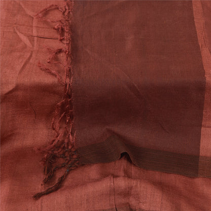 Sanskriti Vintage Long Dupatta/Stole Pure Silk Rusty Orange Solid Scarf Veil