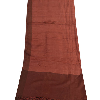Sanskriti Vintage Long Dupatta/Stole Pure Silk Rusty Orange Solid Scarf Veil