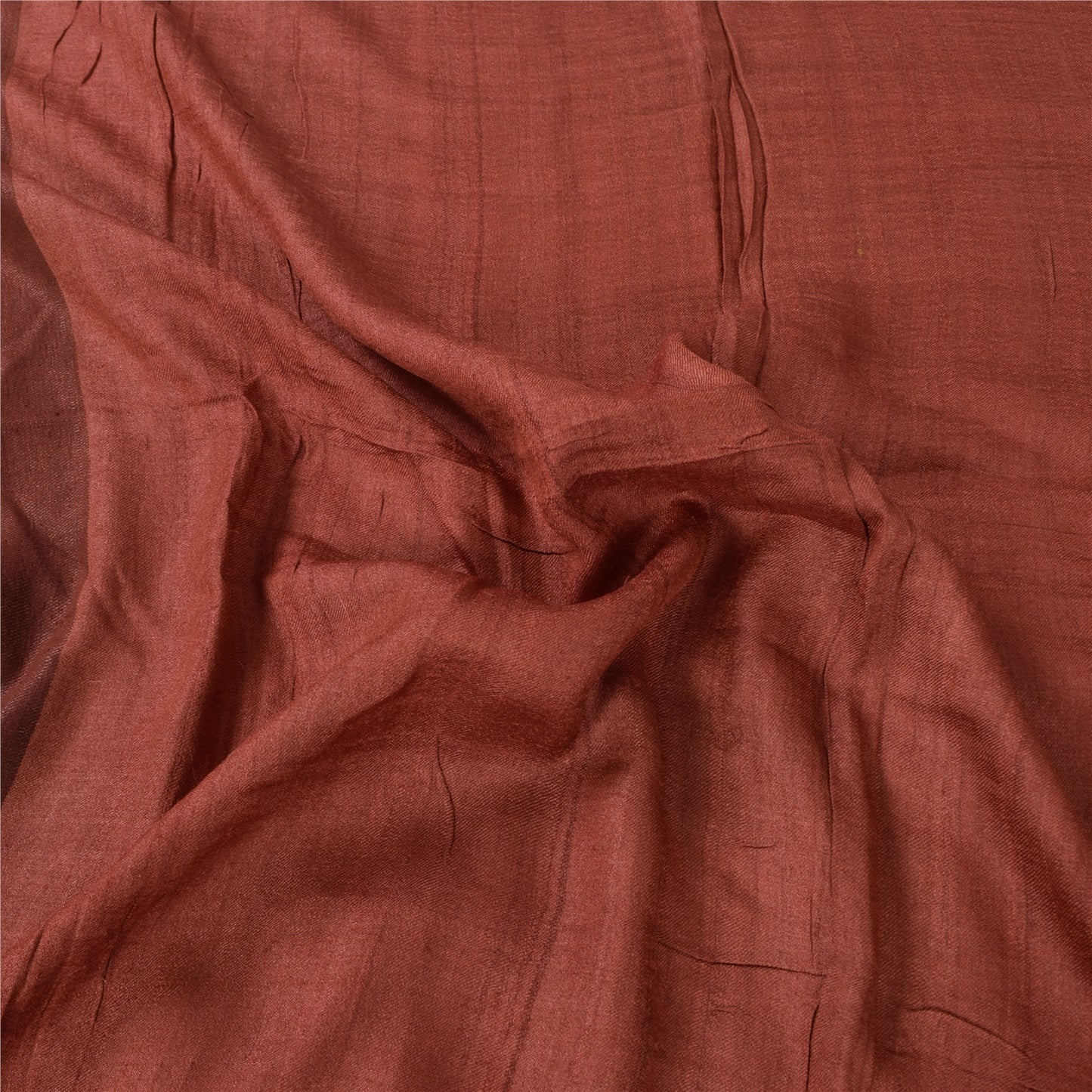 Sanskriti Vintage Long Dupatta/Stole Pure Silk Rusty Orange Solid Scarf Veil