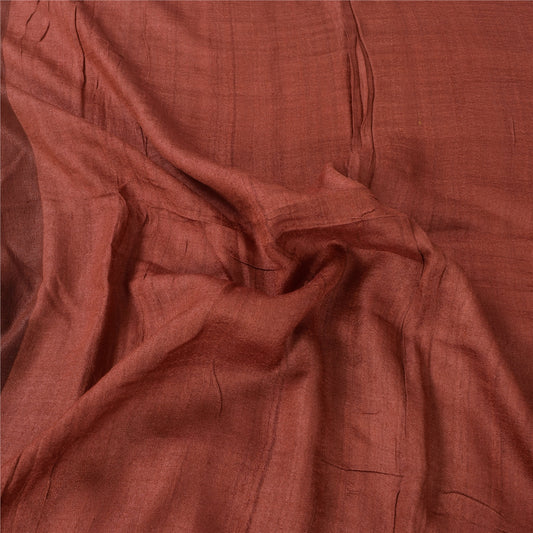 Sanskriti Vintage Long Dupatta/Stole Pure Silk Rusty Orange Solid Scarf Veil