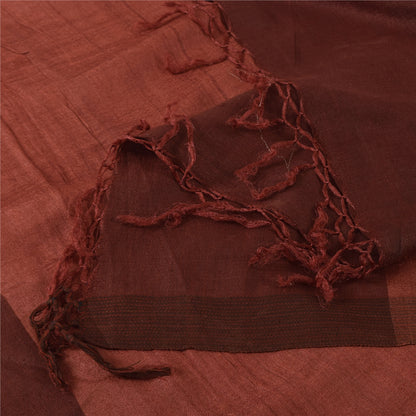 Sanskriti Vintage Long Dupatta/Stole Pure Silk Rusty Orange Solid Scarf Veil