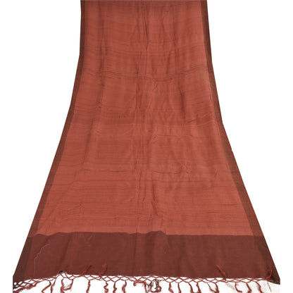 Sanskriti Vintage Long Dupatta/Stole Pure Silk Rusty Orange Solid Scarf Veil