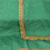 Sanskriti Vintage Long Dupatta/Stole Pure Silk Green Solid Wrap Scarf Scarves