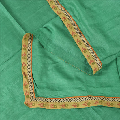 Sanskriti Vintage Long Dupatta/Stole Pure Silk Green Solid Wrap Scarf Scarves