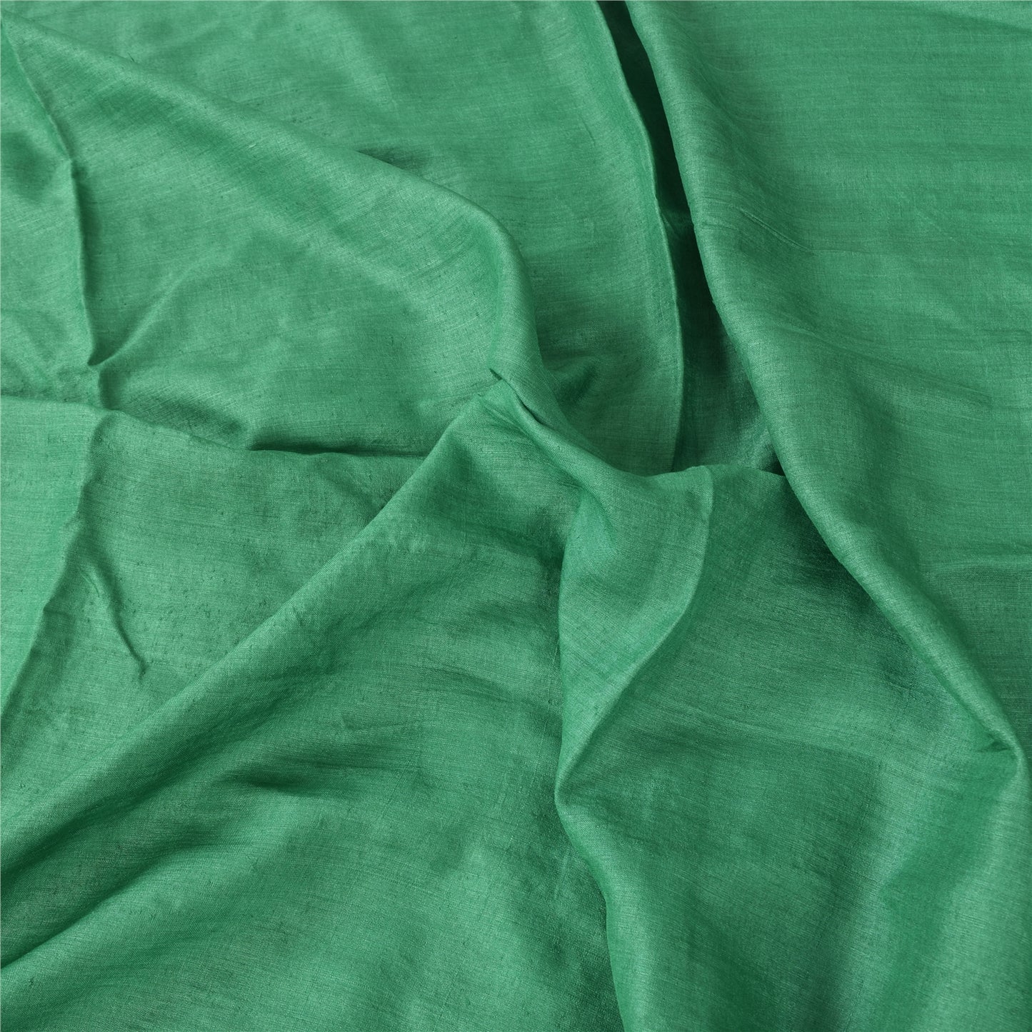 Sanskriti Vintage Long Dupatta/Stole Pure Silk Green Solid Wrap Scarf Scarves