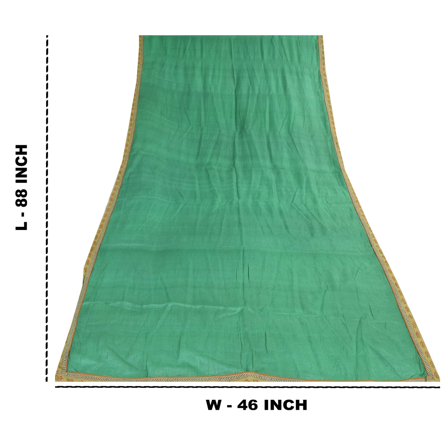 Sanskriti Vintage Long Dupatta/Stole Pure Silk Green Solid Wrap Scarf Scarves