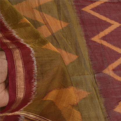 Sanskriti Vintage Long Dupatta/Stole Cotton Silk Hand Ikat Woven Wrap Scarf Veil