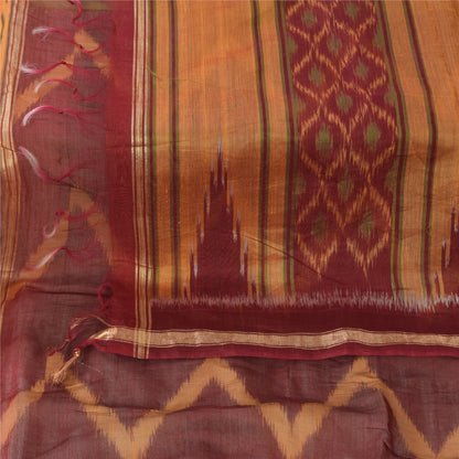 Sanskriti Vintage Long Dupatta/Stole Cotton Silk Hand Ikat Woven Wrap Scarf Veil