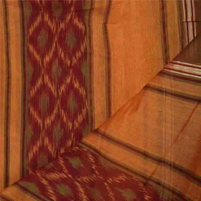 Sanskriti Vintage Long Dupatta/Stole Cotton Silk Hand Ikat Woven Wrap Scarf Veil