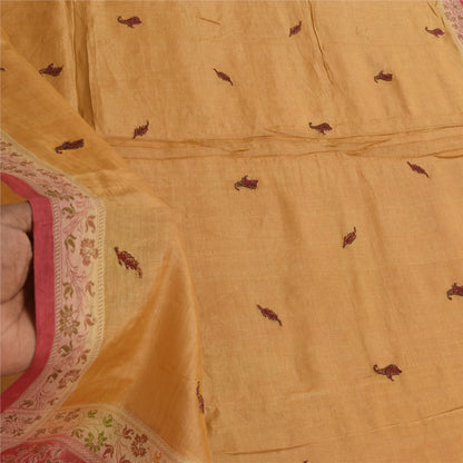 Sanskriti Vintage Long Dupatta/Stole Pure Silk Woven/Embroidered Scarf Wrap Veil