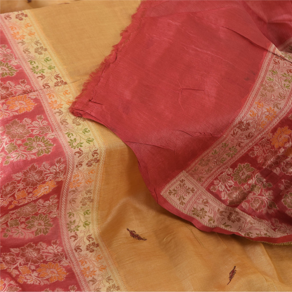 Sanskriti Vintage Long Dupatta/Stole Pure Silk Woven/Embroidered Scarf Wrap Veil