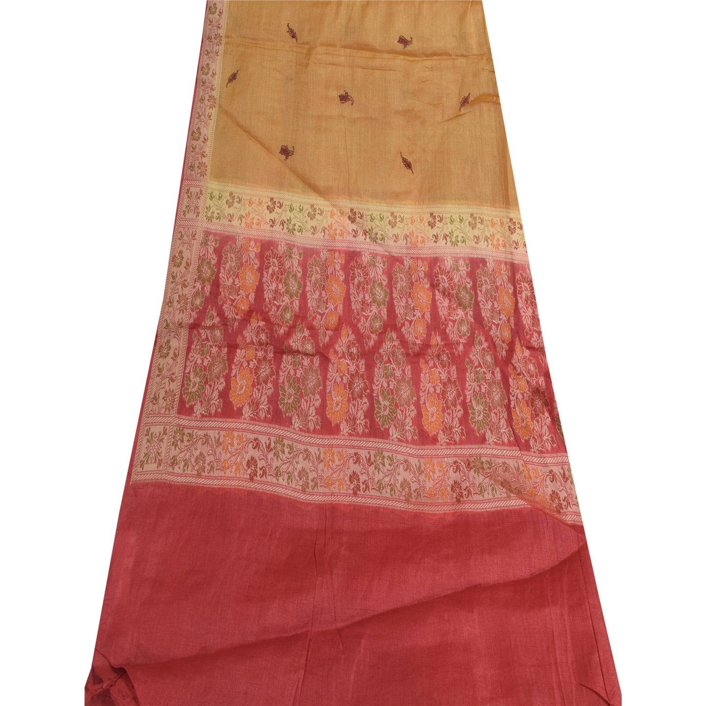 Sanskriti Vintage Long Dupatta/Stole Pure Silk Woven/Embroidered Scarf Wrap Veil
