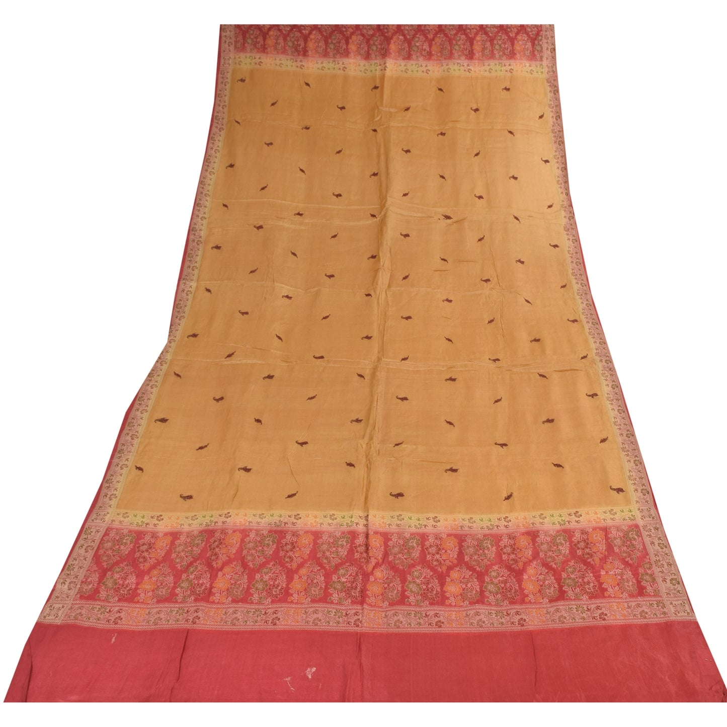 Sanskriti Vintage Long Dupatta/Stole Pure Silk Woven/Embroidered Scarf Wrap Veil