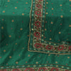 Sanskriti Vintage Long Dupatta/Stole Pure Silk Green Hand Beaded Scarf Veil