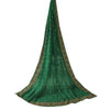 Sanskriti Vintage Long Dupatta/Stole Pure Silk Green Hand Beaded Scarf Veil