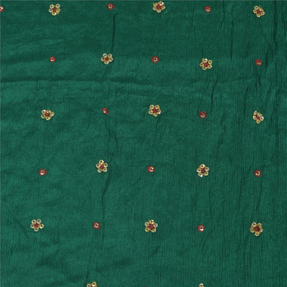Sanskriti Vintage Long Dupatta/Stole Pure Silk Green Hand Beaded Scarf Veil