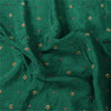 Sanskriti Vintage Long Dupatta/Stole Pure Silk Green Hand Beaded Scarf Veil